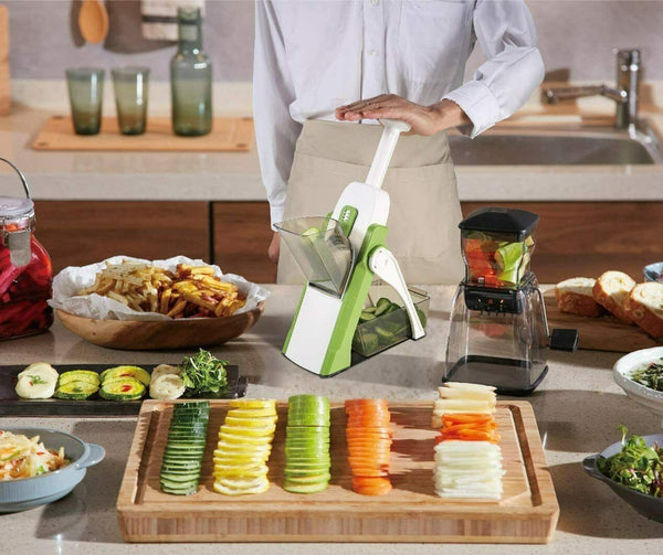 Brava Safe Slice Mandoline features a gravity-fed design