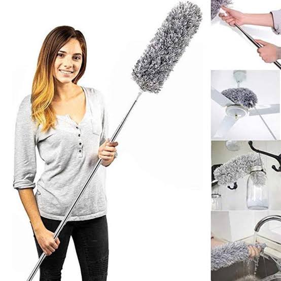 Flexible Grey Duster Mop With Long Rod
