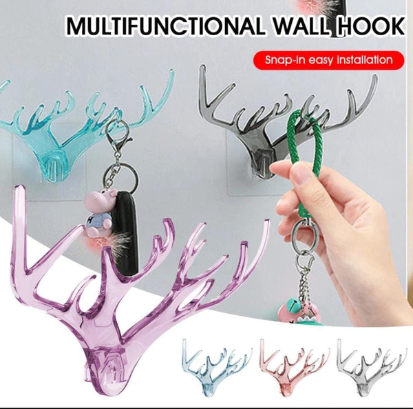 New Antler Deer Head Horn Shape Self Adhesive Wall Hook