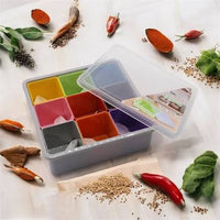Liner 9 Partions Box Masala Storage Box with 9 Spoons