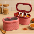 New ClothShape 3 Portion Spice Jar with Spoons (Mix/Random colour)
