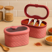 New ClothShape 3 Portion Spice Jar with Spoons (Mix/Random colour)