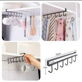 6Iron Hook Under Cabinet Mug Holder Storage Hooks for Shelf, Cup Holder