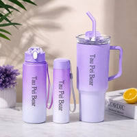 Pack of 3pcs Multicolour Tumbler Bottle set with Shopper Packing (Mix/Random colour)