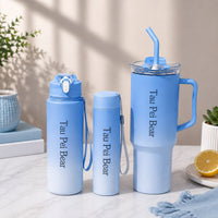 Pack of 3pcs Multicolour Tumbler Bottle set with Shopper Packing (Mix/Random colour)