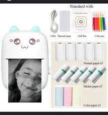 Rechargeable Instant Portable Mini Pocket Printer with Box Packing and 1 Roll (Mix/Random colour)