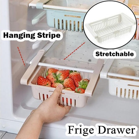 Adjustable Fridge & Kitchen Plastic Basket Food & Cutlery Storage Basket