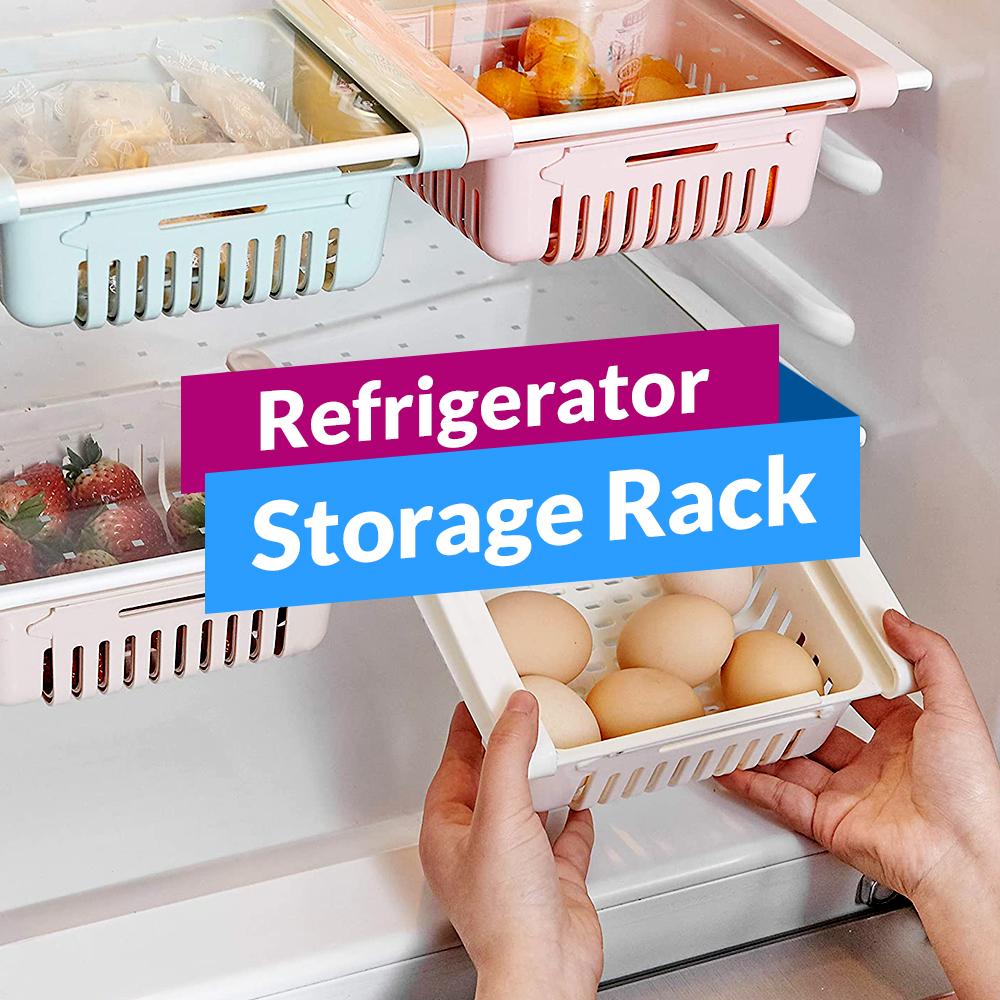 Adjustable Fridge & Kitchen Plastic Basket Food & Cutlery Storage Basket