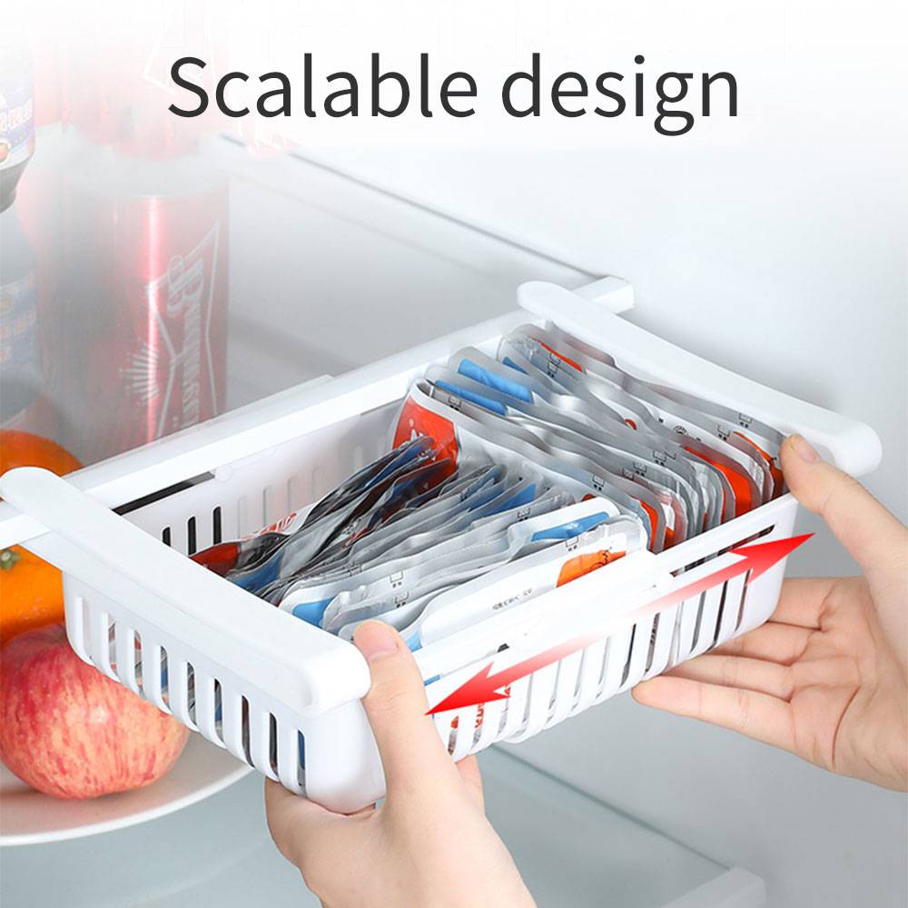 Adjustable Fridge & Kitchen Plastic Basket Food & Cutlery Storage Basket