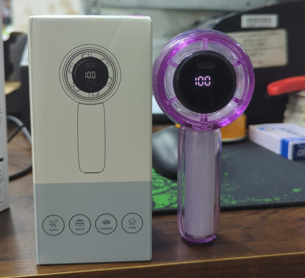 Crystal Transparent 100 Speed Fan,1800MAH battery Portable Fan Handheld