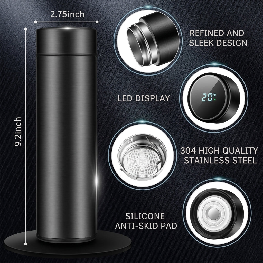 500 ml Steel Temperature Water Bottle (Only Black Colour)