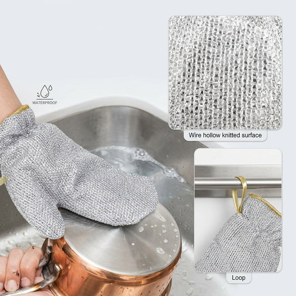 Steel Wire Cleaning Gloves (Pair)