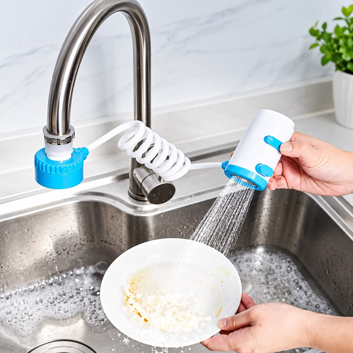 Multiple Faucet Extender with Liquid Container
