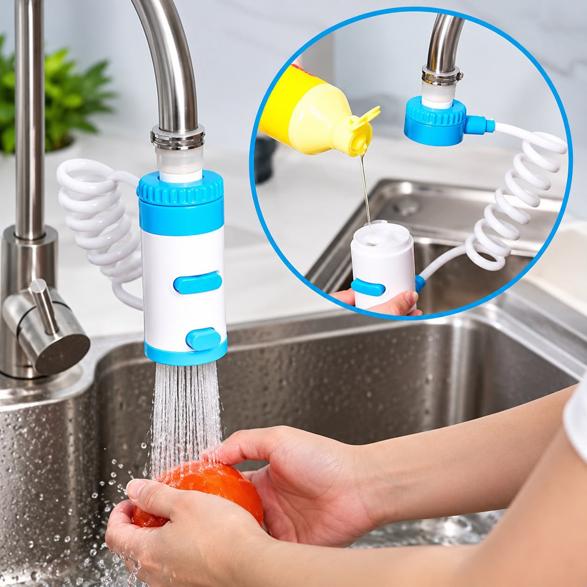 Multiple Faucet Extender with Liquid Container