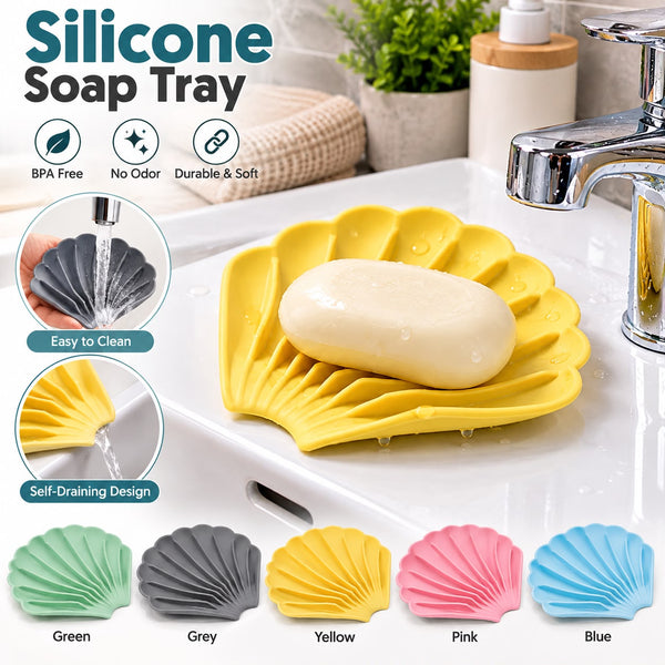Imported Sea Shell Silicone Soap Tray (Mix/Random colour)