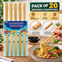 Pack of 20pcs Premium Wooden Chopsticks