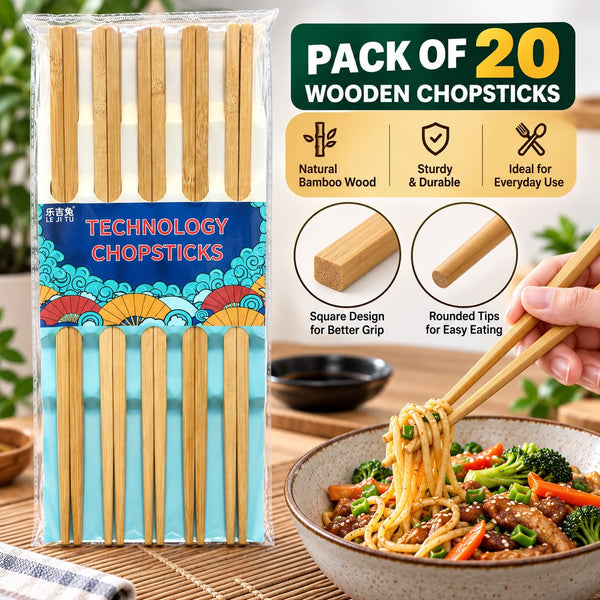 Pack of 20pcs Premium Wooden Chopsticks