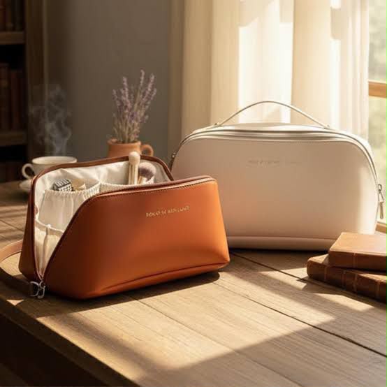 High End Retro-Paid Leather Travel Cosmetics