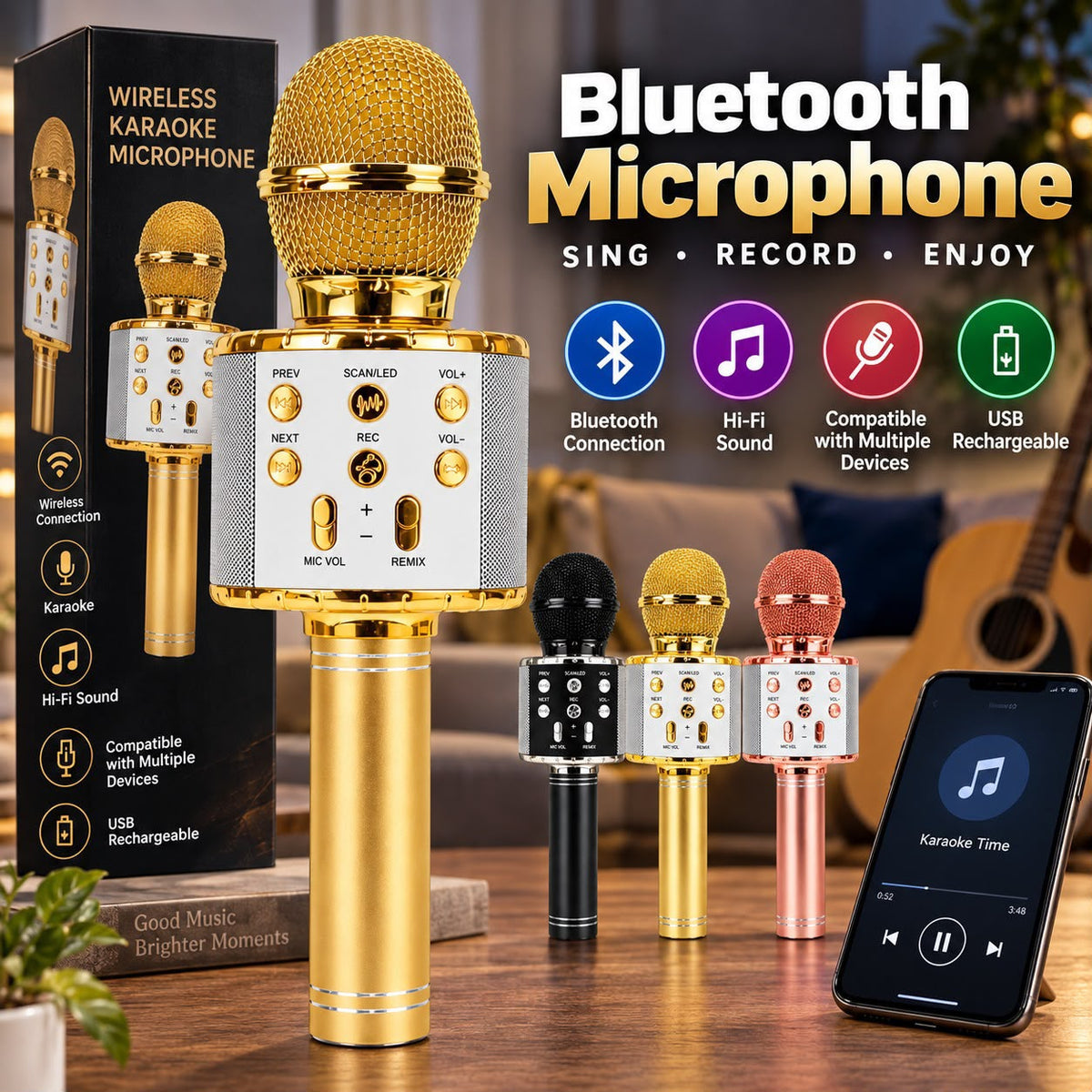 Rechargeable Karaoke Bluetooth Speaket with Mic 858 (Mix/Random colour)