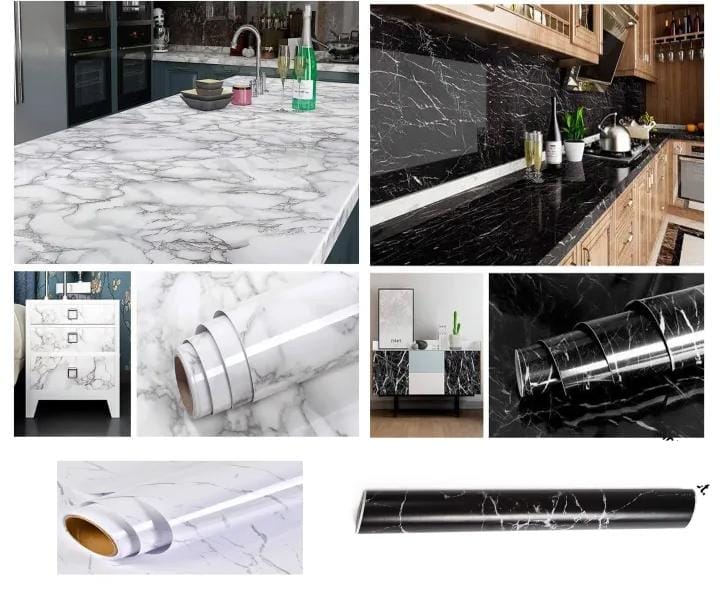 BLACK & WHITE MARBLE SHEET 60×200cm