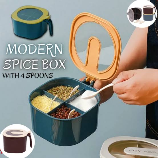 4-in-1 Seasoning Rack & Spice Container Set with Spoons