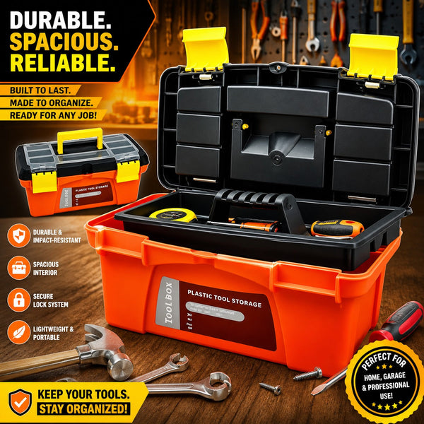 12.5 Inch Portable Household Maintenance Tool Box – Multifunctional Industrial Grade Hardware Storage Organizer for Electricians, Car Repair, DIY Tools – Durable Plastic Utility Case with Handle for Garage, Workshop & Home Use