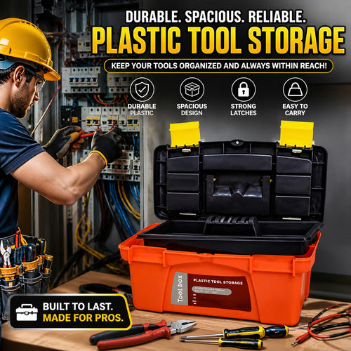 12.5 Inch Portable Household Maintenance Tool Box – Multifunctional Industrial Grade Hardware Storage Organizer for Electricians, Car Repair, DIY Tools – Durable Plastic Utility Case with Handle for Garage, Workshop & Home Use