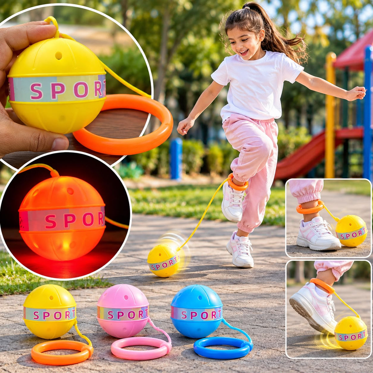 New Kids Foot Jumping Skip Sports Ball with Lightening Effect