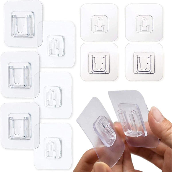 Pack of 10 Pairs of Double Sided Self Adhesive Wall Hooks