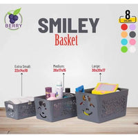 Smiley Basket with Lids Random Colors (Pack of 3)