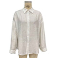 Elegant Solid-Color Crepe Loose-Fit Shirt Cardigan Women's Top