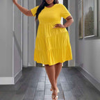 Elegant Yellow Dress SpringSummer New Arrival Loose Slimming Midi Dress