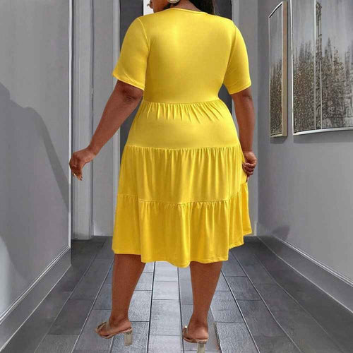 Elegant Yellow Dress SpringSummer New Arrival Loose Slimming Midi Dress