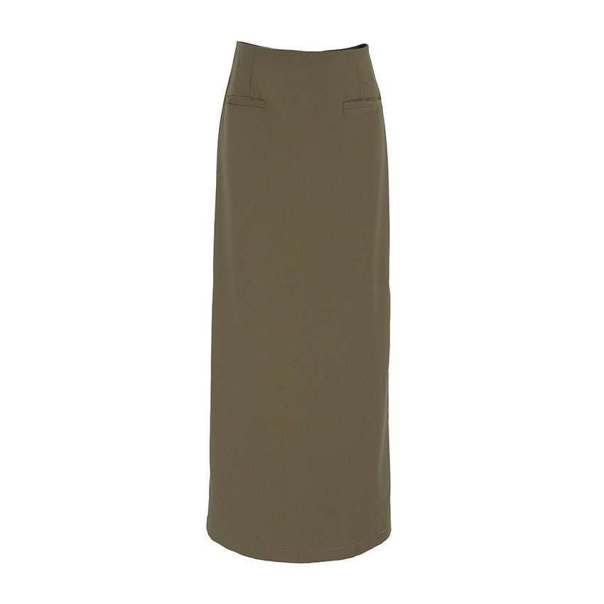 French-style Sophisticated Solid-color High-waisted Skirt With A Slit - Genzzes