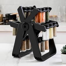 18 Jar Rotating Glass Spice Rack