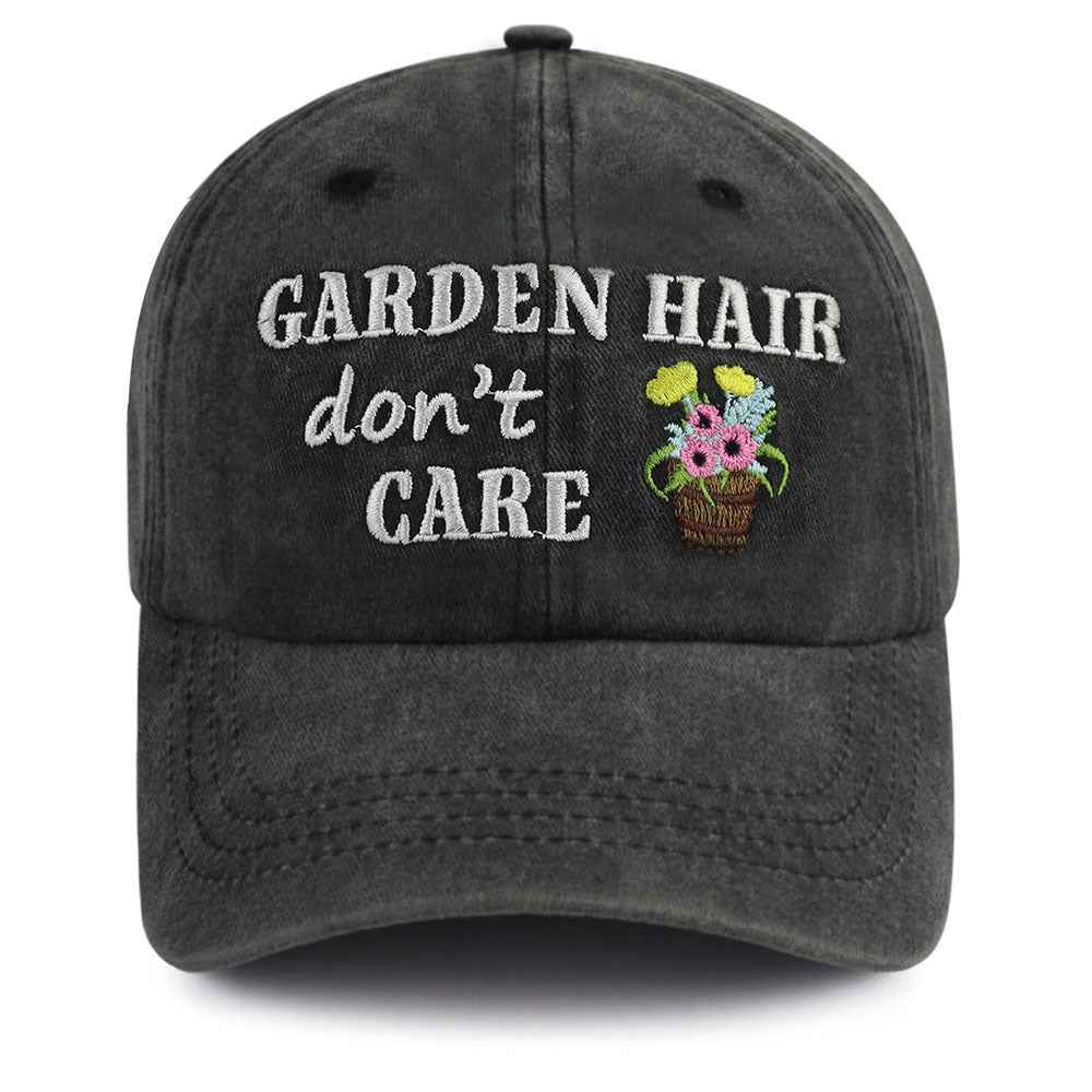 Garden Hair Hat For Men Women, Adjustable Embroidered Wash Cotton Baseball Cap