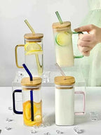 Glass Mug With Bamboo Lid & Straw