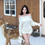 Heavily Embellished With Rhinestones Long-sleeved Pullover Sweater
