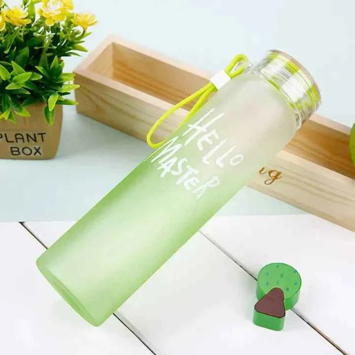 Hello Master Frosted Glass Water Bottle