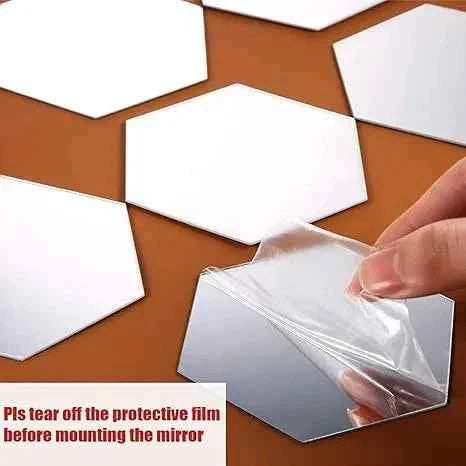 Hexagon Mirror Effect Wall Stickers