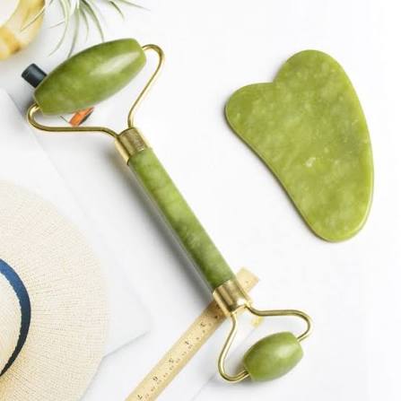 Marble Jade Roller With Gua Sha
