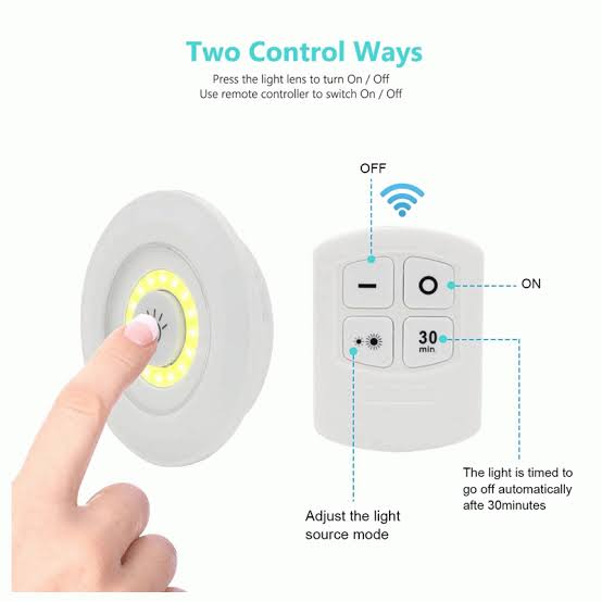 Tap LED Light With Remote Control   (Pack of 3 Lights)