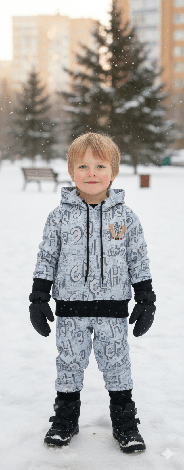 Kids Alphabet Print Hoodie Set - Genzzes