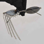 Korean-style Luxury Glamorous Rhinestone-tasseled Sunglasses With A Niche Designer-inspired Look