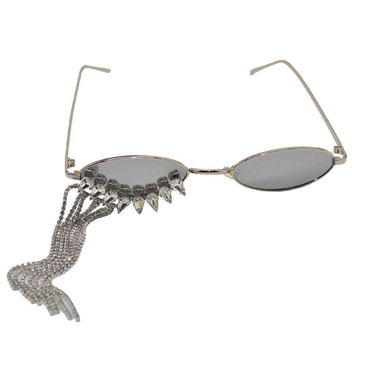 Korean-style Luxury Glamorous Rhinestone-tasseled Sunglasses With A Niche Designer-inspired Look