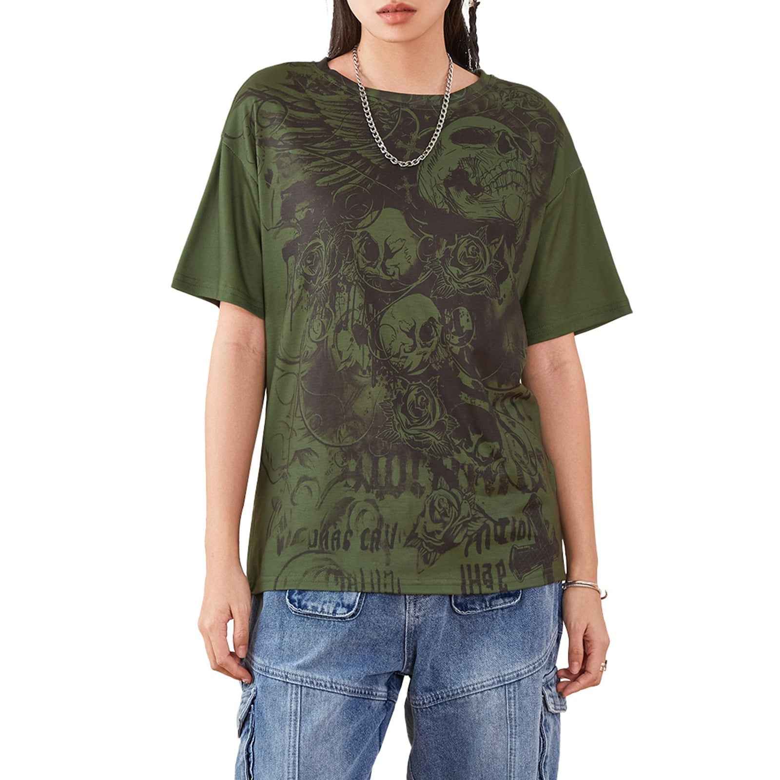 Loose-fitting Short-Sleeve Top With A Unique Print
