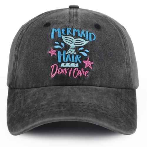 Mermaid Hair Baseball Cap For Women Men, Cute Cow Baseball Hat Vintage Washed Cotton Fitted Cap