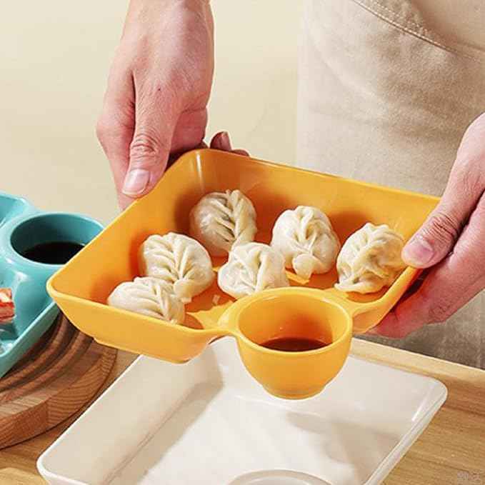 Multi-Section Serving Tray with Sauce Bowl