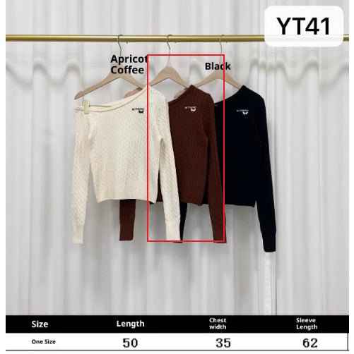 New Korean-style Sweet-and-cool Sister Embroidered Off-shoulder Long-sleeve Knit Top