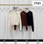 New Korean-style Sweet-and-cool Sister Embroidered Off-shoulder Long-sleeve Knit Top